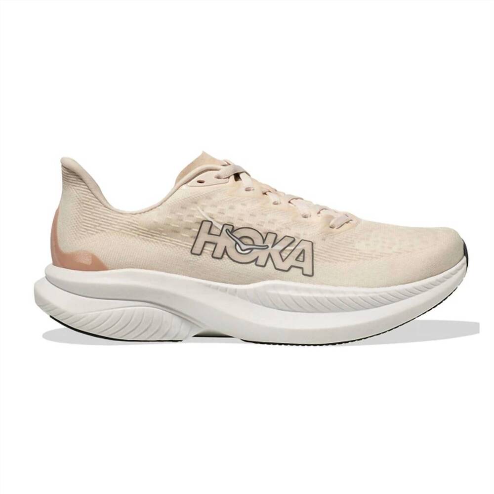 NEW HOKA women's mach 6 running shoes in eggnog/vanilla